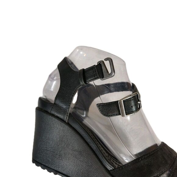 Crocs Leigh II Sizes 6 Ankle Strappy Wedge Sandals Comfortable Black - Picture 7 of 9